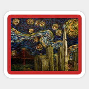 Dedication to Van Gogh (San Francisco Starry Night) Sticker